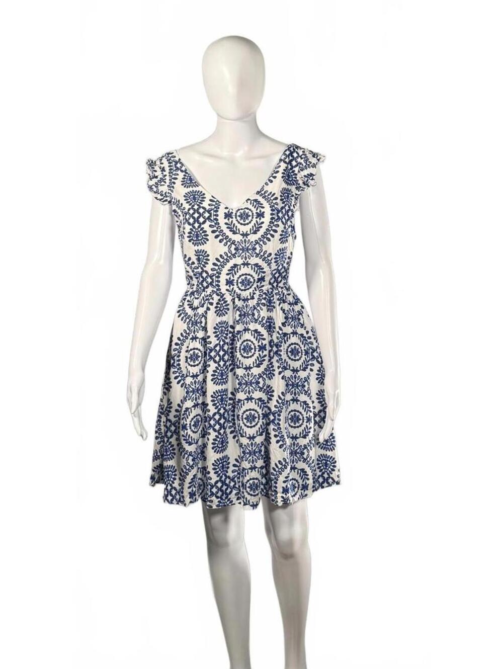 NWT Cupshe White & Blue Floral Boho Mini Dress Women's Size M - Picture 2 of 6